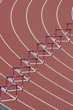 an olympic track with red and white lines