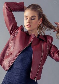 Metallic faux leather biker jacket Cocktail Dress Formal, Faux Leather Biker Jacket, Twitter Trending, Summer Bikinis, Leather Biker Jacket, Romper Pants, Outerwear Sweater, Biker Jacket, Denim Pants