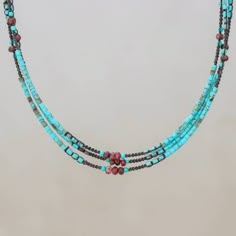 Turquoise Jewelry Necklace, Turquoise Bead Necklaces, Bead Necklaces, Beaded Pendant Necklace, Online Gift, Fiery Red, Beading Ideas, Seed Bead Necklace, Beaded Dangle Earrings