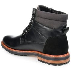 The search for the perfect boot ends here. The Reeves by Vance Co. will keep you on your feet with comfort and ease with a 6 mm Tru Comfort Foam insole and a cushioned collar. Smooth vegan leather shapes this lace-up silhouette and a tractioned durable rubber sole grounds the look. | Vance Co Men's Reeves Boots, Black, 13M Rugged Black Walking Boots, Black Leather Insulated Lace-up Boots, Black Insulated Leather Lace-up Boots, Insulated Plain Toe Winter Boots, Black Leather Weatherproof Lace-up Boots, Black Leather Waterproof Boots With Cushioned Footbed, Black Leather Footbed Boots For Outdoor, Black Weatherproof Combat Boots, Black Waterproof Boots With Leather Footbed For Outdoor Work