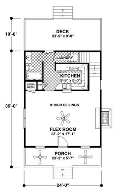 the floor plan for a two bedroom cabin