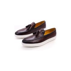 #Color_Coffee Luxury Brown Loafers With Contrast Sole, Luxury Brown Low-top Loafers, Brown Leather Tassel Loafers With Rubber Sole, Brown Leather Tassel Loafers With Stitched Sole, Casual Brown Leather Tassel Loafers, Brown Calf Leather Tassel Loafers With Round Toe, Leather Tassel Loafers With Contrast Sole And Round Toe, Formal Leather Low-top Tassel Loafers, Formal Leather Tassel Loafers Low-top