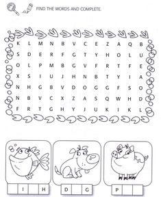 an animal word search is shown in this printable worksheet