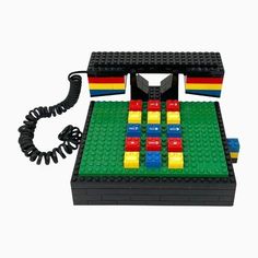 an electronic device made out of legos