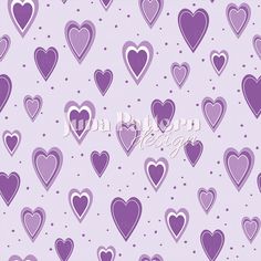 purple hearts on a white background with polka dots