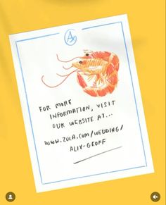 a piece of paper with an image of a shrimp on it and the words for marine information visit our website at