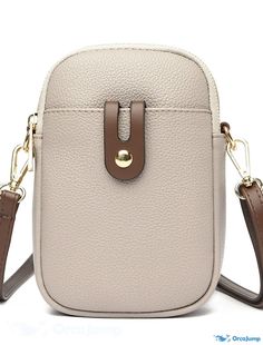 OrcaJump - Womens Sling Mobile Phone Bag Crossbody Bag with PU Leather Buttons, Zipper Closure, and Solid Color for Daily Outdoor Use Beige Zipper Closure Phone Shoulder Bag, Beige Shoulder Phone Bag With Zipper, Beige Shoulder Phone Bag With Zipper Closure, Cream Crossbody Mobile Phone Bag, Mode Niqab, Small Shoulder Bags, Luxury Designer Handbags, Mobile Phone Bag, Handbags And Purses