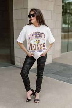 MINNESOTA VIKINGS SHAKEDOWN OVERSIZED CREWNECK TEE Vikings Outfit, Mn Vikings, Oversized Crewneck, Minnesota Vikings, Soft Fabric, Minnesota, Vikings, Soft Fabrics, Fitness Models