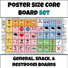 the poster size core board set for general, snack, and restroom boards