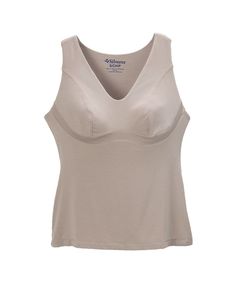 Women's Adaptive Wire-Free Bra Camisole by Breast Nest (Cups DD-HH) - Silverts Elegant Tops With Built-in Bra, Elegant Tank Top With Built-in Bra And Wide Straps, Fitted Bra With Medium Bust Support, Sleeveless, Supportive Beige Shapewear Bra, Beige Full Coverage Shapewear With Medium Bust Support, Light Support Sleeveless Fitted Bra, Beige Shapewear Bra With Medium Bust Support, Elegant Beige Shapewear For Summer, Elegant Tops With Built-in Bra And Underbust Shape