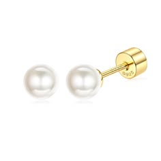 PRICES MAY VARY. ELEGANT PEARL EARRINGS - The classic round design white pearl earrings are a indispensablef jewelry that every chic and elegant woman deserves to own. Our pearl earrings stud available in sizes: 4-6mm. There are always one that you like the most. HYPOALLERGENIC EARRINGS -- Our pearl studs earrings are made of High-Quality 925 Sterling Silver, Nickel-Free, Lead-Free, Hypoallergenic stud earrings for sensitive skins. 18K gold plated/white gold plated adds shine to the pearls earri Pearl Earrings Studs, Small Pearl Earrings, Boogie Board, Long Pearl Earrings, Silver Pearl Earrings, White Pearl Earring, Flat Back Earrings, Faux Pearl Earrings, Bride Earrings