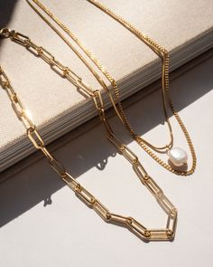 Jewelry, Chain Necklace, Gold Jewelry, Fine Jewelry, Minimalist Jewelry, Gold Jewelry Aesthetic, Gold Necklace, Necklace, Small Necklace, Layering Necklace, Stacking Necklace, Simple Necklace, Dainty Necklace Gold-tone Chain Link Necklace For Gift, Classic Double Chain Necklace For Gift, Classic Double Chain Necklace Gift, Classic Gold Layered Necklace, Classic Gold Layered Necklace For Everyday, Classic Gold Double Chain Necklace, Classic Double Chain Jewelry As Gift, Double Chain Pendant Necklace As Gift, Double Chain Pendant Necklace For Gifts