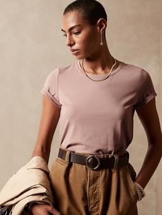 Timeless T-Shirt | Banana Republic Factory Soft Classic Kibbe, Camel Shirt, Classic Kibbe, Wish List Clothes, Packing For Europe, Banana Republic Factory, Soft Classic, Banana Republic Women, Style Me Pretty