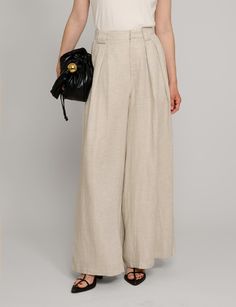 Oat linen wide leg pants . Styled with matching oversized vest . 70% tencel, 30% tencelFully lined Side pockets Back elastic waist Wide leg Size s waist is 26-27", hips 38"Size m waist is 28-29", hips 40"Model wears size S and is 5.8"/ 1.70 cmImported Linen Wide Leg Pants, Pixie Market, Oversized Vest, Wide Leg Linen Pants, Red Sea, Midi Maxi Dress, Knit Shirt, Long Blouse, Short Jumpsuit