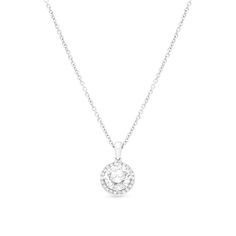 Surprise the one you adore with this classic 18K white gold Diamond Halo Pendant Necklace. The shimmering pendant showcases a classic round brilliant cut diamond artfully set to enhance size and sparkle - wrapped in a pave-lined white diamond halo. This radiant look is one she'll turn to often, everyday and on special occasions. An amazing and thoughtful anniversary gift for your loved one. 18 Karat White Gold  Total Diamonds Weight: 1.35 carat Center Diamond Weight 1.25 Carat&nbs White Diamond Necklace With Brilliant Cut, White Diamond Necklace With Flower Pendant, Timeless White Diamond Necklace, Diamond White Solitaire Necklace With Halo Design, White Gold Flower Pendant Diamond Necklace With Brilliant Cut, White Gold Diamond Necklace With Brilliant Cut Flower Pendant, White Diamond Platinum Pendant Necklace, Diamond White Flower Pendant Necklace With Brilliant Cut, White Round Diamond Necklace With Accents