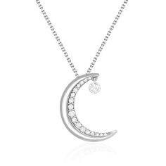 Moon and Star Shimmer Pendant – Na Hoku Moon And Star Pendant, Moon Collection, Gold Moon, Moon And Star, Yellow Gold Chain, Star Pendant, Stars And Moon, Diamond White, Gold Pendant