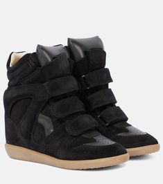 Bekett leather and suede sneakers in black - Isabel Marant | Mytheresa Isabel Marant Sneakers, Isabel Marant Shoes, Black Wedge, Heels Boots, Happy Days, Wedge Sneakers, Suede Sneakers, Dream Shoes, Winter Shoes