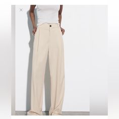 Nwt Zara Wide Leg Trouser Pants. Size Mcolor: Of White Brand New With Tag Please Note The Pictures Are Not The Exact Color Of The Item. Tags: Career, Office, Work, Professional, Basic, Classic, Contemporary, Modern, Trendy, Flattering, Timeless, Cute, Fall, Winter, Transitional, Comfortable, Nordstrom, Saks, Designer, Staple, Chic, Sleek, Minimalist, Modest, Garmentory, Net A Porter, Saks, Saks Fifth Avenue, Shopbop, Revolve, Moda Operandi, Farfetch, Preppy, Academia, Bloggers Fav, Celeb Fv White Wide Leg Business Casual Bottoms, White Wide Leg Bottoms For Business Casual, Business Casual White Long Pants, White Long Pants For Business Casual, Fitted Cream Wide-leg Pants, Trendy Beige Pants For Office, Trendy Beige Office Pants, Cream Trousers For Office, Cream Trousers For Office Wear