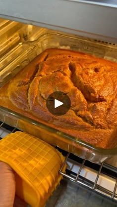 a loaf of bread is being cooked in the oven