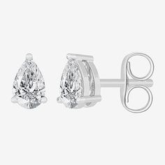 Features: Certified DiamondsDiamond Clarity: Si1-Si2Earring Back: FrictionSetting: ProngShape: PearStone Cut: PearDiamond Color: H-IMetal Color: WhiteEarring Length: 5.3mmEarring Width: 3.2mmRounded Carat Weight: 1/2 Ct. T.w.Care: Wipe CleanStone Type: 2 Lab Grown DiamondAuthenticity: Lab Grown DiamondBirthstone: April BirthstoneEarrings Style: Stud Earrings, Solitaire EarringsMetal: 14k White GoldCountry of Origin: Imported Classic White Gold Teardrop Diamond Earrings, Pear-shaped Silver Earrings With Diamond Cut, Classic Teardrop Brilliant Cut Earrings, White Pear-shaped Diamond Earrings In Sterling Silver, Classic Pear-shaped Earrings With Prong Setting, Classic Pear-shaped White Gold Diamond Earrings, White Pear-shaped Earrings With Prong Setting, Timeless Diamond Cut Pear-shaped Earrings, Classic Teardrop Diamond Earrings For Anniversary