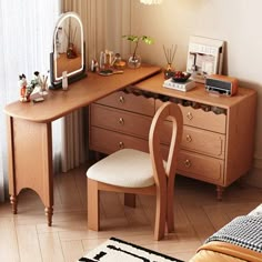 a bedroom with a desk and chair in it