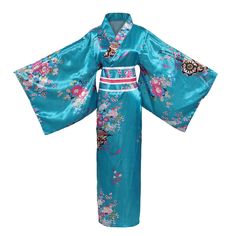 PRICES MAY VARY. 【Material】:Satin polyester, comfortable and soft clothes allow you to relax better This product includes 1*kimono 1*belt 1*bow 【Scenes】:Women's Japanese kimono bathrobe,Make you more beautiful after bathing.It can make you look like the butterfly which is the most beautiful in the flower cluster 【Size】:This product is suitable for women between 59 inches and 66.9 inches in height, and for women with a chest circumference of no more than 42.5 inches. If the size is not suitable, Chinese Pajamas Traditional, Blue Kimono With Kimono Sleeves For Tea Ceremony, Blue Kimono For Spring Tea Ceremony, Satin Sleepwear With Kimono Sleeves, Traditional Geisha, Dragon Kimono, Butterfly Kimono, Japanese Kimono Dress, Kimono Aesthetic