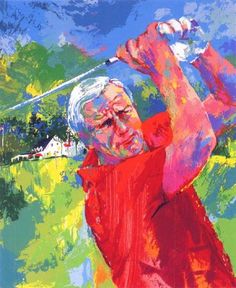 an older man swinging a golf club on a sunny day