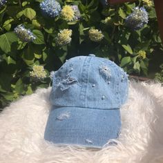 This Handmade Distressed Denim And Faux Pearl Hat Is So Unique And Perfect For Summer! The Pearls Are Affixed With Metal Prongs So They Stay Firmly In Place. Also Available In Other Colors In My Closet. Bundle With Other Items To Save 10% And Save On Shipping. Buy With Confidence: 5 Star Rated Top Seller And Fast Shipper Denim Hat / Dad Hat / Dad Cap / Ponytail Hat / Distressed Hat / Distressed Jeans / Destroyed Denim / Embellished Hat Trendy Distressed Visor Baseball Cap, Trendy Distressed Adjustable Dad Hat, Trendy Distressed Dad Hat, Dark Wash Denim Hat With Curved Brim, Trendy Distressed Dad Hat With Curved Brim, Trendy Curved Brim Distressed Dad Hat, Trendy Distressed Dad Hat Baseball Cap, Trendy Washed Baseball Cap, Trendy Washed Snapback Hat