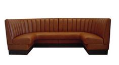 a brown leather corner sofa on a white background