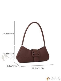 Bird in Bag - Elegant Solid Color Deco Baguette Bag Office Shoulder Bag With Single Handle, Office Rectangular Shoulder Bag With Single Handle, Brown Baguette Office Bag, Rectangular Baguette Bag With Adjustable Handle For Daily Use, Daily Use Rectangular Baguette Bag With Adjustable Handle, Casual Rectangular Baguette Bag For Office, Casual Square Baguette Bag For Office, Adjustable Handle Baguette Shoulder Bag For Shopping, Shopping Baguette Satchel Bag With Single Handle