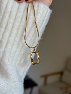 Golden-Tone Stainless Steel Double-Layered Rectangular Pendant Necklace The Square, Double Layer, Jewelry Necklace Pendant, Pendant Necklaces, Jewelry Necklaces, Accessory Gift, Gift Card, United Kingdom, Electronic Accessories