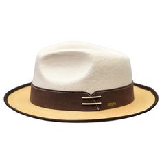 Escobar Shantung Straw Fedora by Bruno Capelo – DAPPERFAM Classic Fitted Beige Hats, Beige Flat Brim Fedora, Fitted Cream Panama Hat With Short Brim, Fitted Beige Fedora With Flat Brim, Fitted Beige Fedora Hat, Beige Fitted Fedora Hat, Fitted Cream Western Panama Hat, Fitted Cream Panama Hat In Western Style, Adjustable Beige Fur Felt Fedora