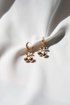 Gold Cherry Earrings Stackable Hugger Hoops Flirty Twee Style Aesthetic 70s Fashion Simple Chic Gen Z Jewelry Bff Gift Music Festival Outfit - Etsy Trendy Gold Clip-on Earrings For Gift, Trendy Gold Hypoallergenic Clip-on Earrings, Nickel-free Dainty Huggie Earrings, Trendy Sterling Silver Clip-on Earrings For Gifts, Trendy Tarnish Resistant Hoop Earrings For Anniversary, Trendy Single Earring In 14k Gold Filled, Trendy 14k Gold Filled Single Earring, Trendy Single 14k Gold Filled Earring, Trendy Everyday Drop Clip-on Earrings