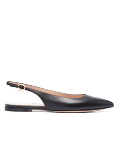 Gianvito Rossi Katty Flat in Black Pointed close toe Buckle fastening slingback strap Gold hardware Leather upper Leather lining Leather sole Made in Italy Gucci Heels, Evening Jumpsuit, Designer Pumps, Women Men Shoes, Designer Heels, Leather Pumps, Black Pumps, Gianvito Rossi, Handbag Accessories