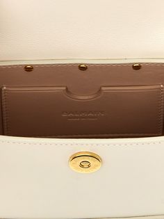 100% calfskin leather White Leather Double Flap Shoulder Bag, Luxury Double Flap Shoulder Bag For Office, Elegant Double Flap Bag With Top Carry Handle, Luxury Calf Leather Bags With Gold-tone Hardware, Cream Calf Leather Shoulder Bag With Gold-tone Hardware, Luxury Satchel With Top Carry Handle And Double Flap, Elegant Double Flap Shoulder Bag With Gold-tone Hardware, Elegant Shoulder Bag With Gold-tone Hardware And Double Flap, Luxury Double Flap Shoulder Bag With Top Carry Handle