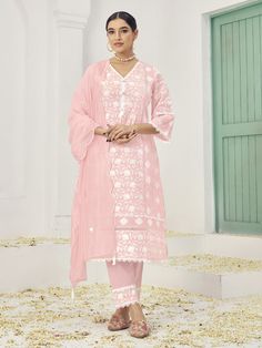 Pink Cotton Pant Suit with Lakhanvi Style Boring Embroidery  Processing Time : 7 Business Days Work : Lakhanvi Style Boring Embroidery  Fabric:Top : Cotton Bottom : Cotton Dupatta : Chinon Color:Top : Pink Bottom : Pink Dupatta : Pink Lengha Saree, Salwar Kameez Mens, Gown Kurti, Dori Embroidery, Patiyala Dress, Pink Dupatta, Bridal Lengha, Chanderi Dupatta, Lehenga Suit