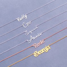 It is a dainty name necklace. Perfect jewelry gift, Personalized for her! Handmade item Silver Closure. : Buckle Chain style: Rolo Adjustable length: Can be personalised Chain sizes: 12 inch with name it is for Kids 14 inch with name it is for Teenage & slim fit Neck 16 inch with name it is for Teenage & slim fit Neck 18 inch with name it is for Adult 20 inch with name it is for Adult 24 inch with name it is for Adult Material: Sterling Silver Solid/Copper/18k Gold plated Available colour: Silve Gold Necklaces With Custom Text For Birthday Gift, Silver Minimalist Name Necklace For Birthday, Minimalist Silver Name Necklace For Birthday, Silver Minimalist Name Necklace For Birthday Gift, Customized Rose Gold Name Necklace As A Gift, Rose Gold Nameplate Necklace As Gift, Minimalist Necklace With Custom Text For Gift, Rose Gold Name Necklace For Birthday Gift, Rose Gold Name Necklace For Birthday