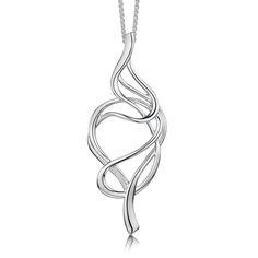 Tidal Occasion Pendant by Sheila Fleet This beautiful Pendant reflects the ever flowing motion of the tides of the Pentland Firth. This sterling silver Tidal necklace features interlaced strands of silver, or have yours enhanced with a hand-set 6mm blue topaz. Each pendant hangs delicately from a silver wheat chain. The pendant design measures approximately 65mm long and is hand-finished in our Orkney workshop. Sheila took inspiration for this collection from the Pentland Firth, the turbulent st Groom Ring, Scottish Jewellery, Celtic Rings, Shop Engagement Rings, Pendant Design, Ocean Waves, Luxury Jewelry, Design Crafts, Blue Topaz