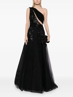 Saiid Kobeisy one-shoulder Beaded Gown - Farfetch Saiid Kobeisy, Bead Embellishment, Gown Black, Wedding Guest Looks, City Dress, Yoko London, Beaded Gown, Demi Fine Jewelry, Summer Beach Wear