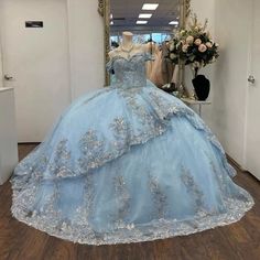 Luxury Blue Lace Quinceanera Dresses Beaded Princess Corset Ball Gowns Sweet 15.  "This pin contains affiliate links, which means I may earn a commission at no cost to you extra for you". 
 #affiliate #advertising" Blue Quinceanera Dresses, Quinceanera Dresses Blue, Flora Dress, Birthday Princess, Lace Decor, Princess Wedding Dresses, Princess Wedding, Short Wedding Dress, Party Gowns