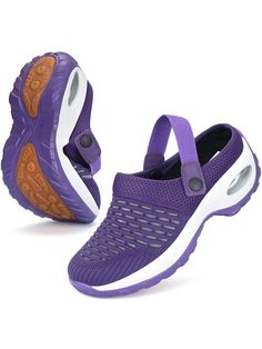 Women's Walking Shoes Mesh Garden Shoes Air Cushion Mule Clogs Lightweight Comfortable Shoes Around The House Purple     Plain    Women Shoes, size features are:Bust: ,Length: ,Sleeve Length: Breathable Clogs For Summer Outdoor Activities, Spring Non-slip Slip-on Clogs, Spring Slip-on Non-slip Clogs, Breathable Synthetic Clogs For Spring, Spring Synthetic Breathable Clogs, Spring Breathable Synthetic Clogs, Casual Purple Clogs For Summer, Synthetic Slip-on Clogs For Walking, Slip-on Synthetic Clogs For Walking