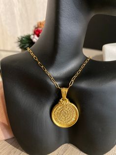 Buy an original Greek Pendant Gold Plated Phaistos Disk | Discover Greek Jewelry within a huge collection of Ancient Greek Jewelry | shipping worldwide           This amazing piece of jewelry is representing the Ancient Greek Symbol so called Festos disc. Made of a mixing of silver 925 and 24k gold full filled plated.An excellent gift for women and also for men that would love to wear a geometric symbol. Size The diameter of the big disc is 3 cm approximately   The thickness is 1,2mm The diameter of the small disc is 2 cm approximately   The thickness is 1,2mm   PRICE IS WITH CHAIN Please inform me which chain you prefer with your order.  The length of the big paper link chain necklace is 41 cm (13inches). The chain is made of a mixing stainless steel and 24k gold filled.  The length of th Gold Plated Coin Necklace, Brass Coin Necklace With Round Pendant, Amulet Style Coin Necklace With Adjustable Chain, Round Disc Medallion Necklace With Coin Pendant, Gold Plated Coin Necklace Gift, Adjustable Chain Coin Necklace As Gift, Gift Coin Necklace With Adjustable Chain, Amulet Style Coin Necklace With Large Round Pendant, Round Amulet Style Coin Necklace With Large Pendant