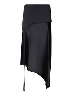 Satin finish. High waist. Concealed side zip fastening. High-low hem. Color: black Material: 82% Triacetate, 18% PolyethyleneComposition: 82% Triacetate, 18% Polyethylene Gallery Curator, Asymmetric Skirt, Wang Dress, Pleats Please Issey Miyake, Tailored Blazer, Asymmetrical Skirt, Asymmetrical Design, Silk Skirt, Yoga Wear