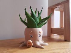 an octopus planter is sitting on a table