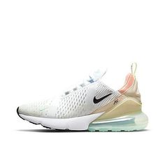 The NIKE Air Max 270 ISPA Men's Athletic Shoes are designed with a mesh upper for breathability and comfort. The shoes feature a lace closure for an adjustable fit, as well as a medium width for added stability. The solid color pattern makes these shoes perfect for any casual or outdoor occasion. Plus, the cushioning midsole provides superior comfort and shock absorption. Size: 10.  Color: White.  Gender: male.  Age Group: adult. Nike Mesh Sneakers With Laces, Nike Mesh Sneakers With Boost Midsole, Nike Sneakers With Boost Midsole And Mesh Material, Nike Air Cushioning Lace-up Sneakers, Nike Mesh Sneakers For Light Sports, Nike Running Shoes With Mesh Material And Laces, Nike Mesh Running Shoes With Laces, High-top Mesh Sneakers With Air Max Cushioning, Nike Air Max Lace-up With Branded Insole For Jogging