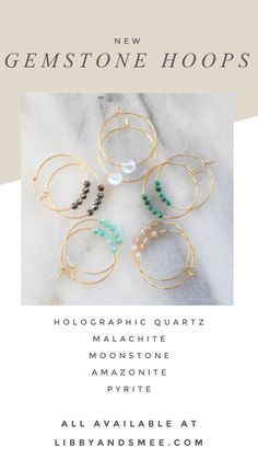 Whether you chose malachite hoops, moonstone hoops, pyrite hoops, amazonite hoops or holographic quartz hoops, you'll love the way these small gold earrings compliment your minimalist style. Gemstone earrings are a nice way to get a luxurious look for a great price. About the size of a quarter, these tiny earrings feel weightless, just right for everyday wear. #beadedhoops  #amazoniteearrings #pyriteearrings #moonstonehoops #auroraborealisearrings #holographicquartzearrings #malachiteearrings Everyday Stackable Jewelry With Round Stone, Gift Hoop Earrings With Natural Stones, Adjustable Hoop Earrings With Natural Stones, Hoop Earrings With Round Natural Stones For Gift, Adjustable Small Hoop Stackable Jewelry, Stackable Hoop Jewelry As A Gift, Stackable Hoop Jewelry For Gifts, Everyday Small Stackable Hoop Earrings, Stackable Small Hoop Jewelry Gift