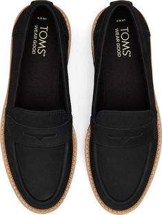 TOMS Cara Platform Penny Loafer (Women) | Nordstrom Moc Toe Platform Loafers With Leather Footbed For Workwear, Casual Wingtip Platform Loafers For Work, Casual Leather Loafers With Lug Sole, Casual Wingtip Platform Loafers For Fall, Suede Platform Loafers With Textured Sole For Work, Classic Suede Loafers With Lug Sole, Classic Cushioned Loafers For Workwear, Leather Loafers With Cushioned Footbed For Work, Casual Wingtip Platform Loafers With Leather Sole