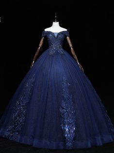 Blue Sweet 16 Dress, Off Shoulder Tulle, Blue Sweet 16, Quincenera Dresses, Prom Dress Pictures, Sweet 16 Dress, Quinceñera Dresses, Dark Red Dresses, Gown Blue