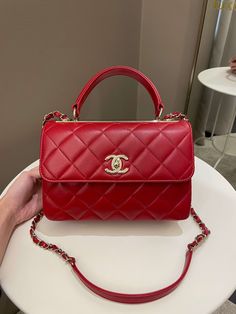 Chanel Trendy Cc Flap BagRed Stiff Lambskin LGHWSmall 25 x 17 x 11 cmChain drop 49.5 cm29 Series Aug 20209.5/10 Excellent (faint rubs at base and minor lines under flap otherwise almost like new)Includes dust bag, ation card and receiptRTP current 9910 sgdPrice was 5900 sgdPrice now 5400 sgd 4020 usd CN5350-01 Red Chanel Bag, Chanel Trendy Cc, Red Chanel, Red Bag, Carry All Bag, Flap Bag, Wallet Case, Bottega Veneta, Chanel Bag