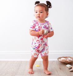 Our amazingly soft shortalls are the perfect one piece outfit to keep your babe feeling cool and comfy. These soft as butter shortalls are perfect for spring and summertime lounging. Lap shoulder design and snaps on legs makes for easy breezy changing. Made with super soft bamboo. 93% bamboo and 7% spandex Wash cold with like colors; stays soft wash after wash Cute Short Sleeve Jumpsuits And Rompers For Playtime, Cute Short Sleeve Bubble Romper For Playdate, Playful Short Sleeve Onesie, Playful Short Sleeve Bubble Romper For Playdate, Fun Summer Onesie With Short Sleeves, Fun Short Sleeve Onesie For Summer, Fun Short Sleeve Summer Onesie, Playful Short Sleeve Bubble Romper For The Beach, Playful Short Sleeve Bubble Romper For Beach